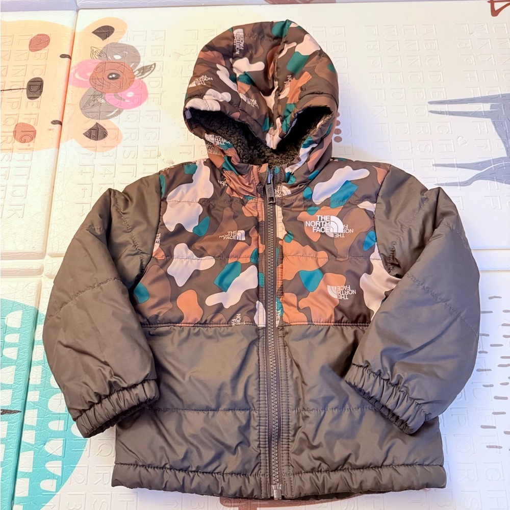 The North Face Toddler Baby Camouflage Hooded Puffer Fleece Sherpa Coat Jacket